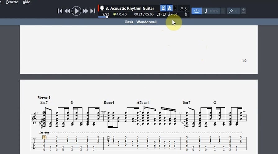 Wonderwall metronome Guitar Pro La Guitare avec Alexandre