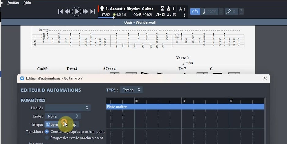 Wonderwall tempo Guitar Pro La Guitare avec Alexandre